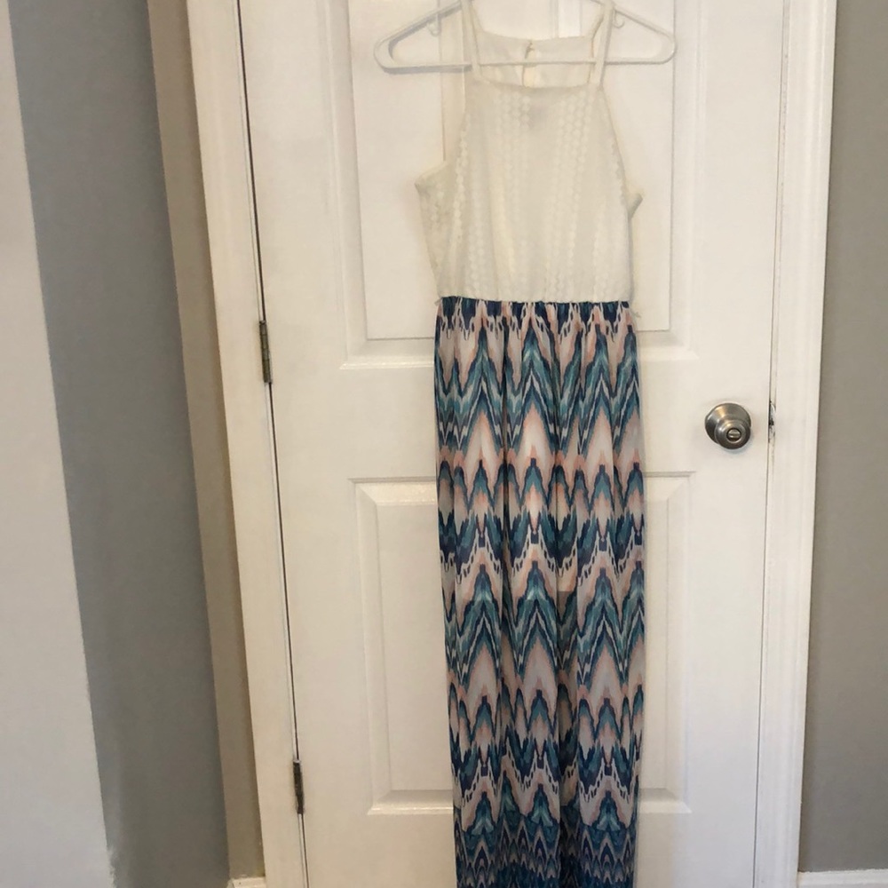 Long white and multicolor summer dress